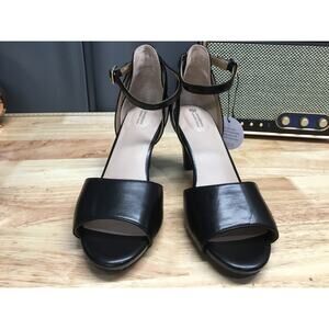 Giani Bernini Clarrice Memory Foam Pump Heels Womens 8 Black Leather Ankle Strap